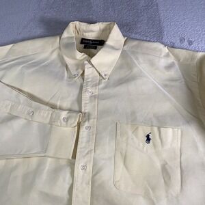 Vintage Ralph Lauren Shirt Mens Large Yellow Big Shirt Button Down 100% Cotton